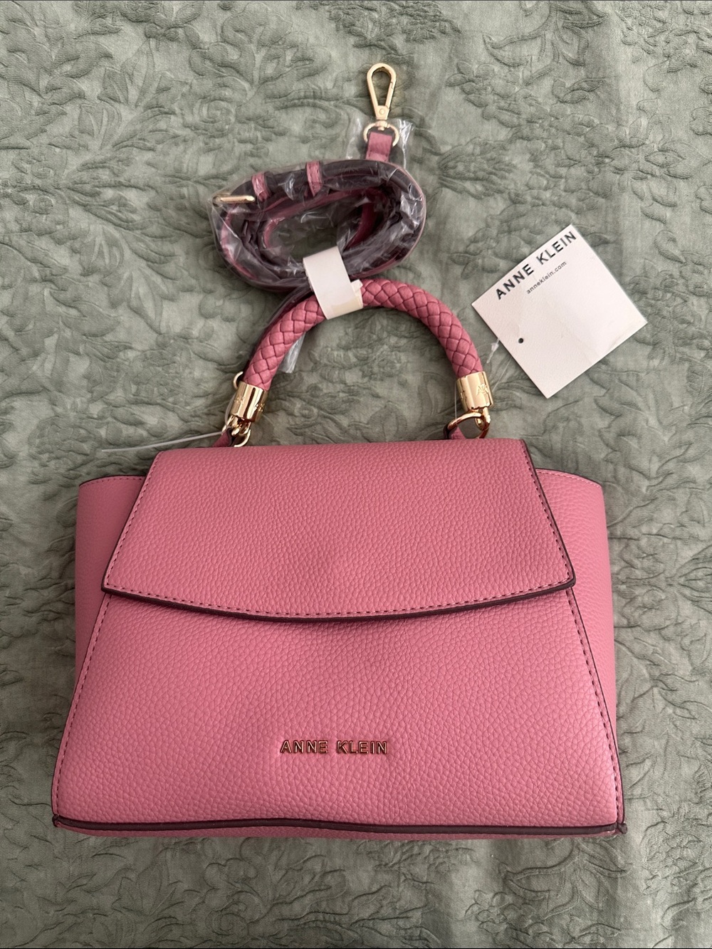 Anne Klein Pink Top-Handle Satchel with Braided Handle